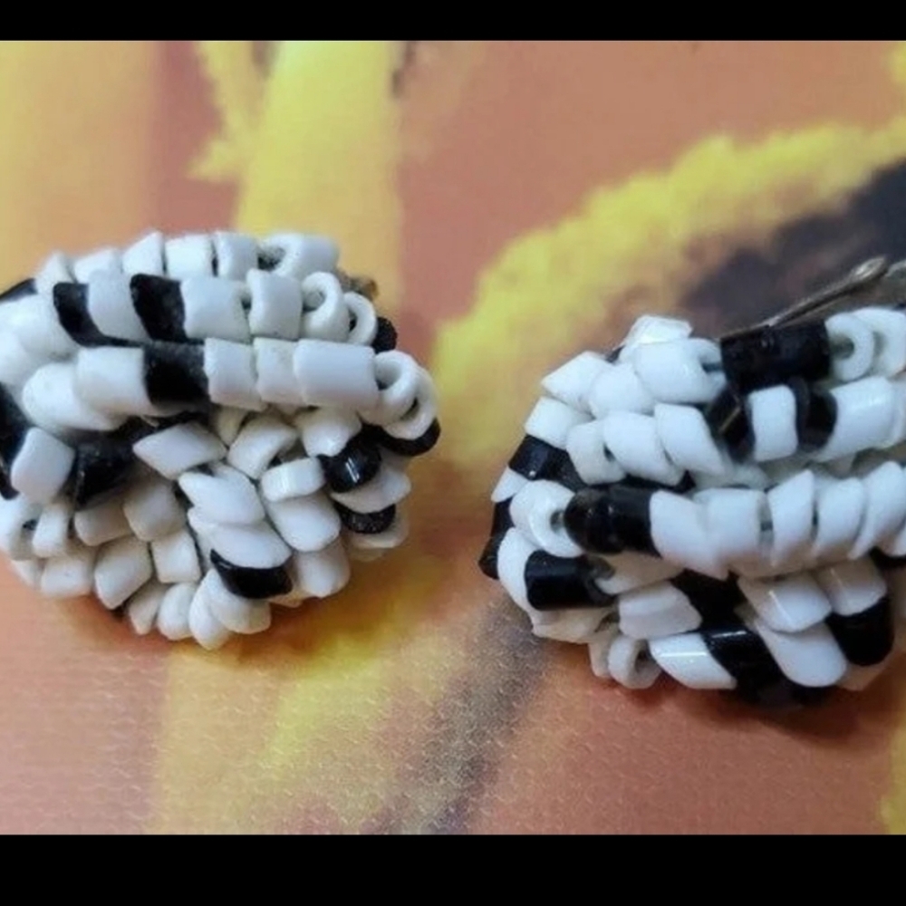Vintage Bead Clip Earrings